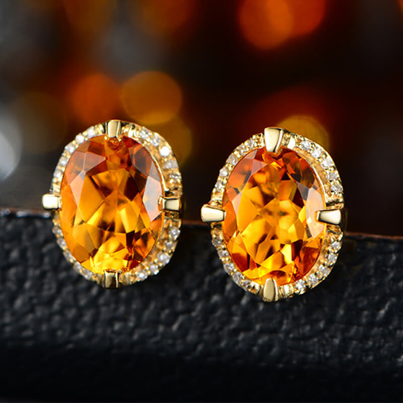 New Temperament High-end Round Citrine Earrings