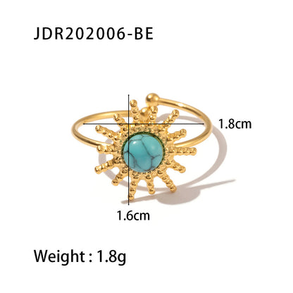 French Vintage Natural Stone Sun Shape Ring