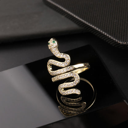 Bohemian Microencrusted Zircon Snake Ring