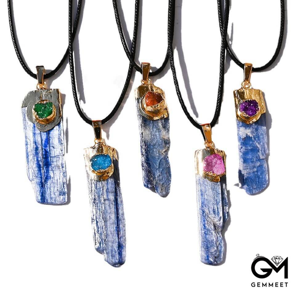 Cyanite Set with Amethyst Pendant Necklace