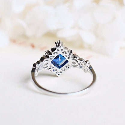 Hollow Square Sapphire Ring