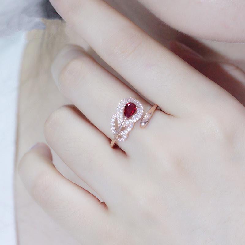 Faxul Ruby Sapphire Feather Ring