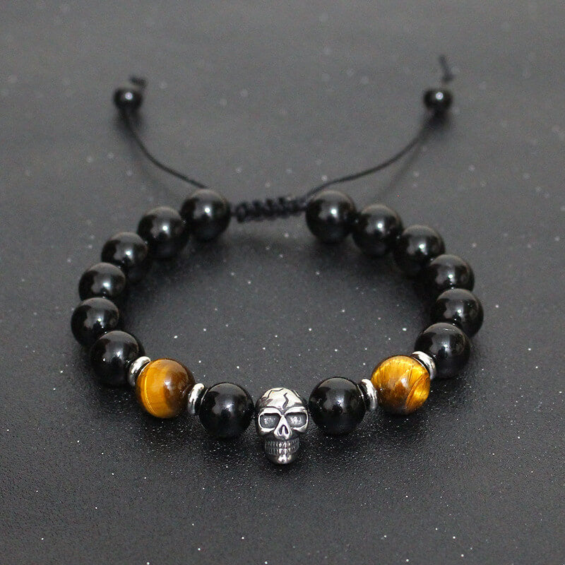 Skull Bracelet Tiger Eye Bracelet Punk Ghost Bracelet