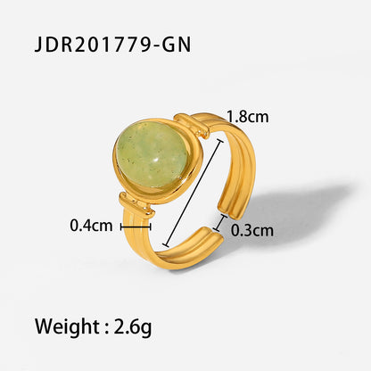 Gold Oval Colored Stone Open Ring