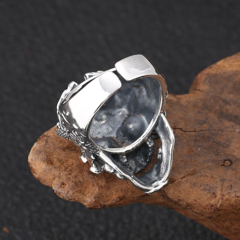 Vintage Skull Inlaid Skull Head Ring