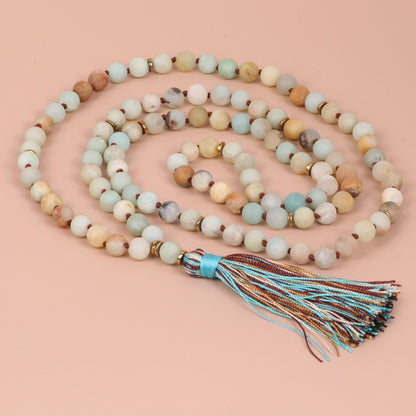 Bohemian Amazon Stone Fringe Necklace