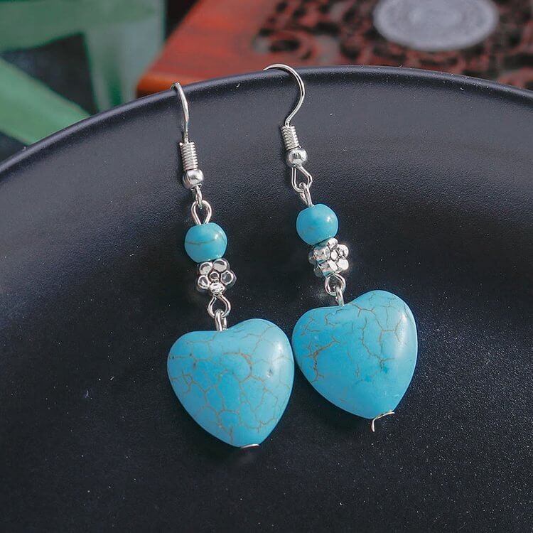 Turquoise Heart Drop Earrings