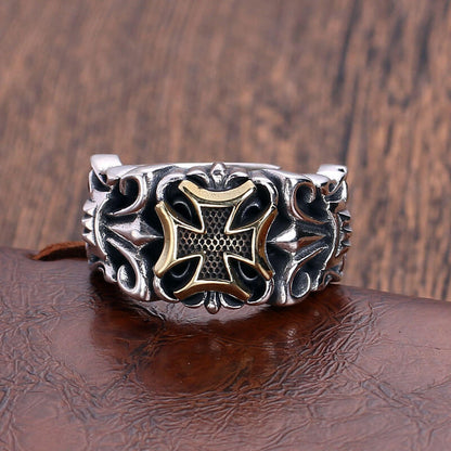 Cool Retro Cross Totem Signet Ring