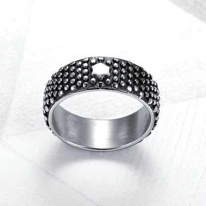 Simple Personality Round Pitted Titanium Steel Ring