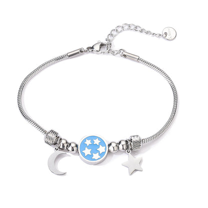 Cute Moon & Star Pendant Link Bracelet