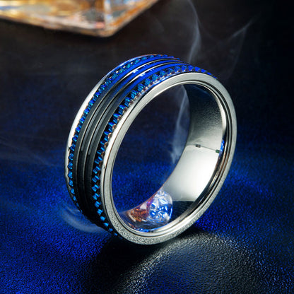 Men's Stainless Steel Blue Gear Ring