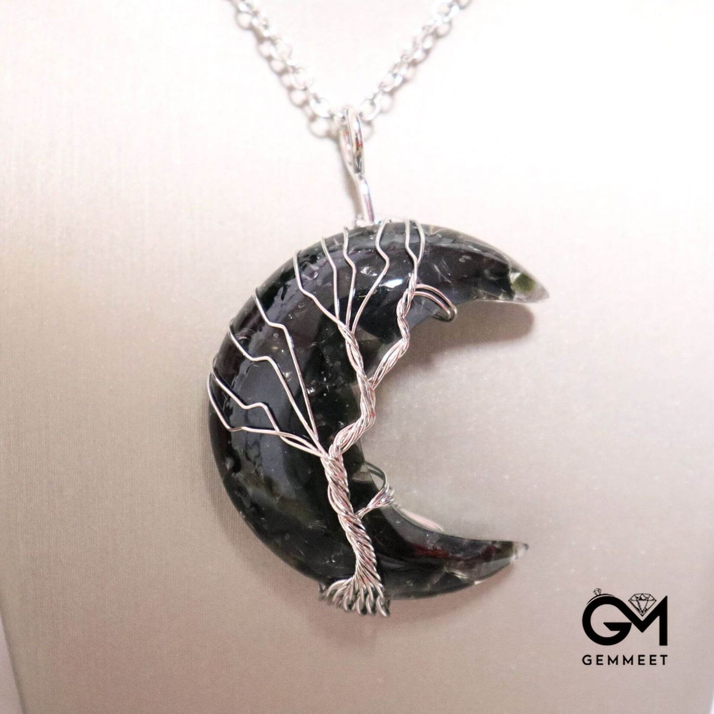 Moon Wrapped Tree of Life Crystal Necklace