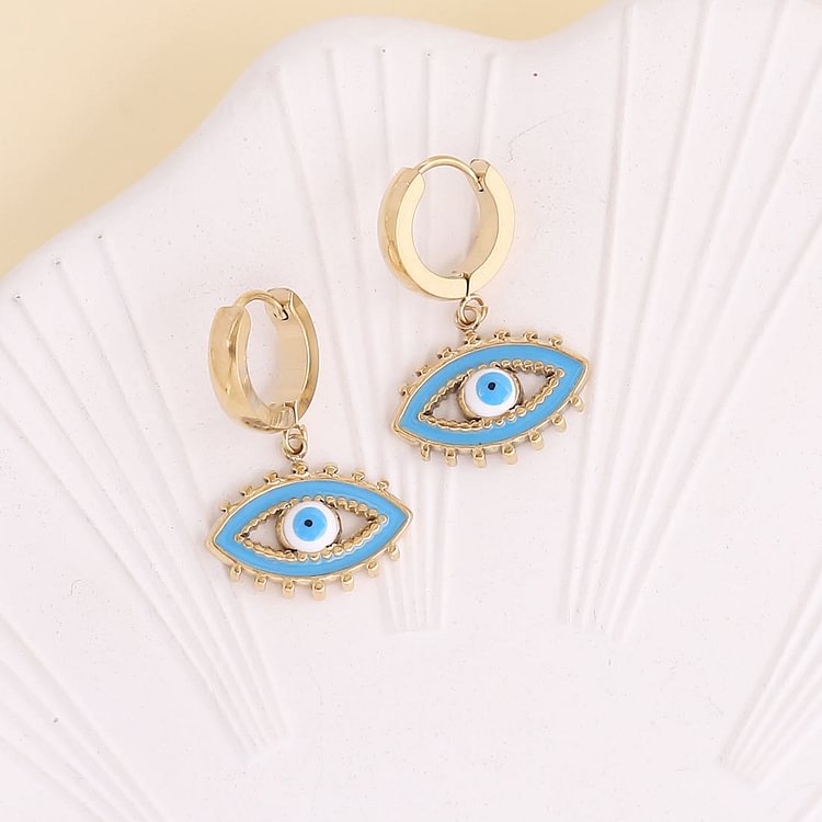 Color Epoxy Evil Eye Earrings