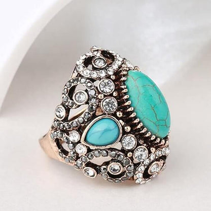 Luxury Big Antique Creative Vintage Turquoise Ring