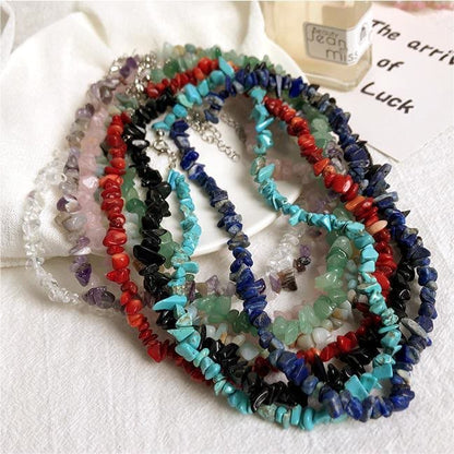 Irregular Shaped Polished Crystal Stone Necklace