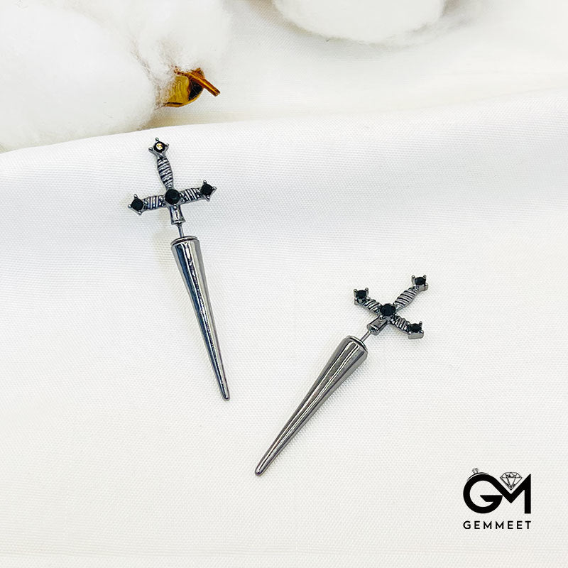 Black Zircon Alloy Grunge E-Girl Aesthetic Gothic Sword Earrings