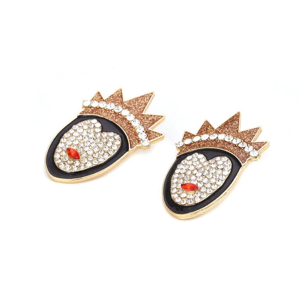 Halloween character shape inlaid zircon crown queen stud earrings dripping oil earrings