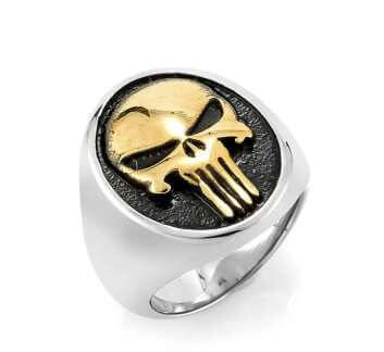 Vintage Titanium Steel Punisher Logo Ring