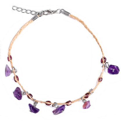 Natural Crystal Gravel Pendant Bracelet Anklet