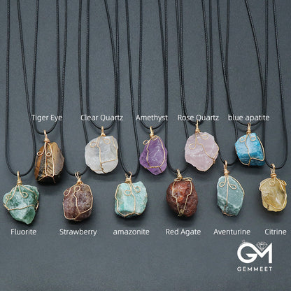 Silk Clear Crystal Irregular Stone Necklace