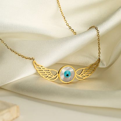 Hollow Evil Eye Wings Pendant Necklace