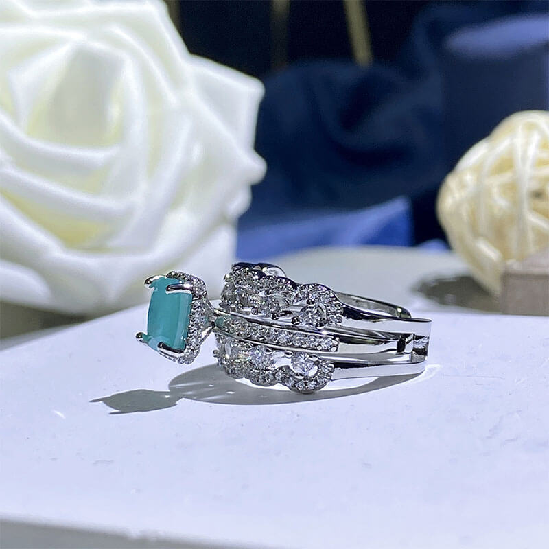 Haute Couture Jewelery Simulated Paraiba Tourmaline Ring