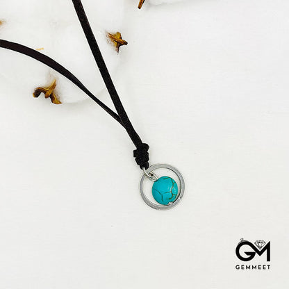 Retro Turquoise Leather Necklace