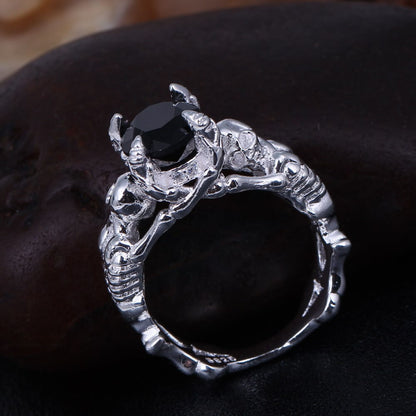 Halloween Skull Black Zircon Ring