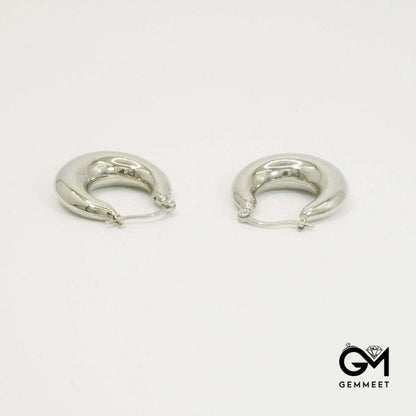 White Gold Chunky Hoop Earrings