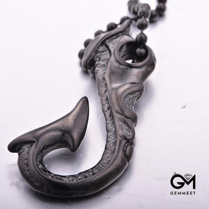 Stainless Steel Black Fishhook Necklace