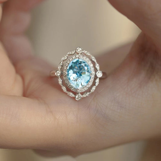 Ultra-Shiny Light Blue Topaz Ring