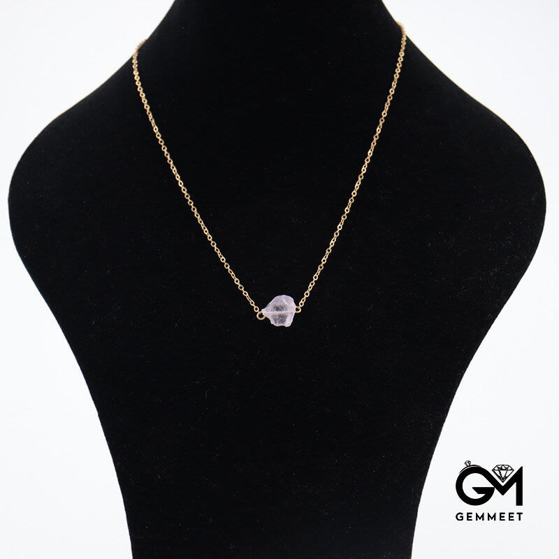 Simple Crystal Ore Pendant Necklace