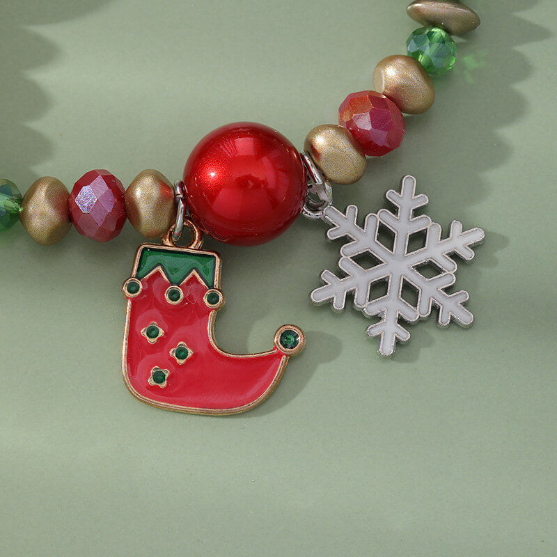 Christmas Bracelet Santa Snowman Colorful Candy Bead Bracelet