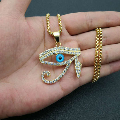 HIPHOP Jewelry Gold Plated Zircon Eye of Horus Pendant