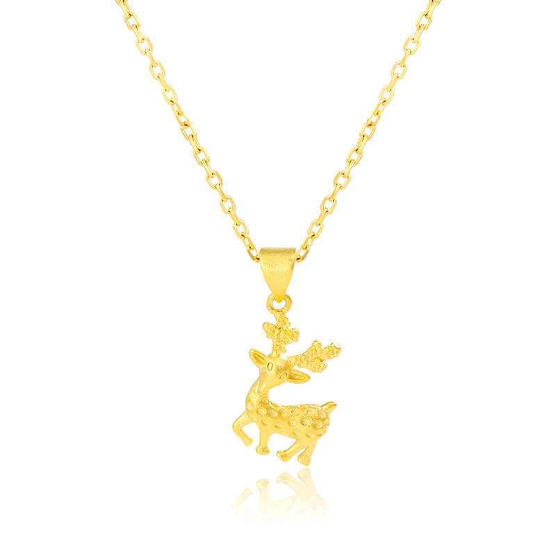 Christmas Light Luxury Niche Deer Pendant Alloy Gold-plated Elk Pendant