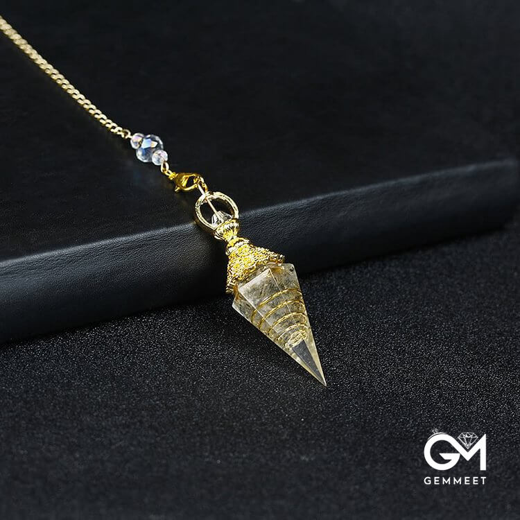 Crystal Resin Hexagonal Pyramid Pendulum