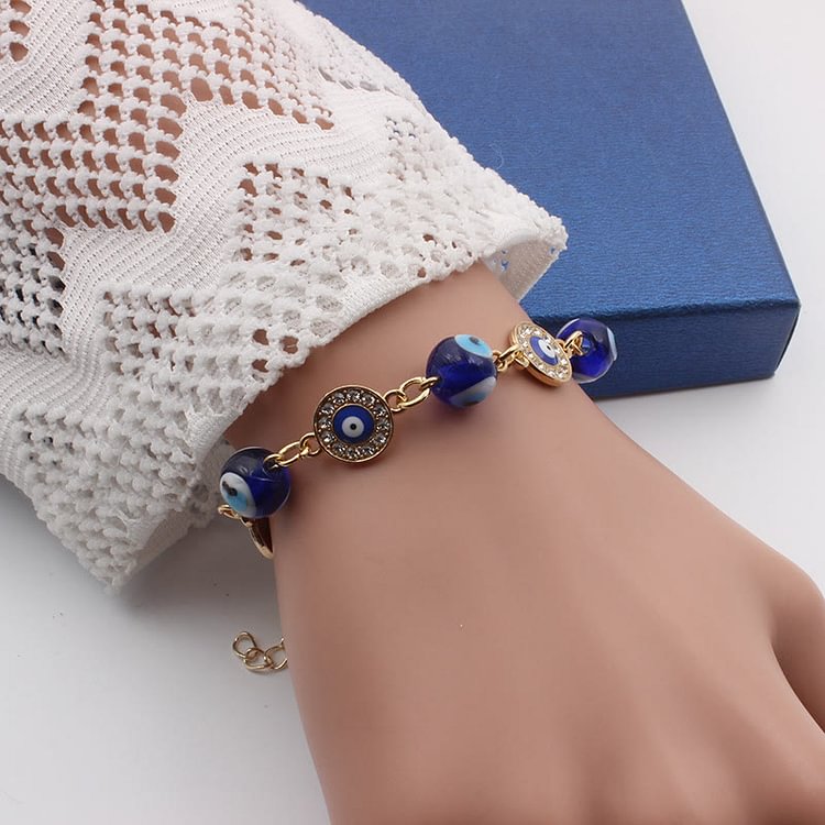 "Always Protected" Gold Chain Evil Eye Bracelet