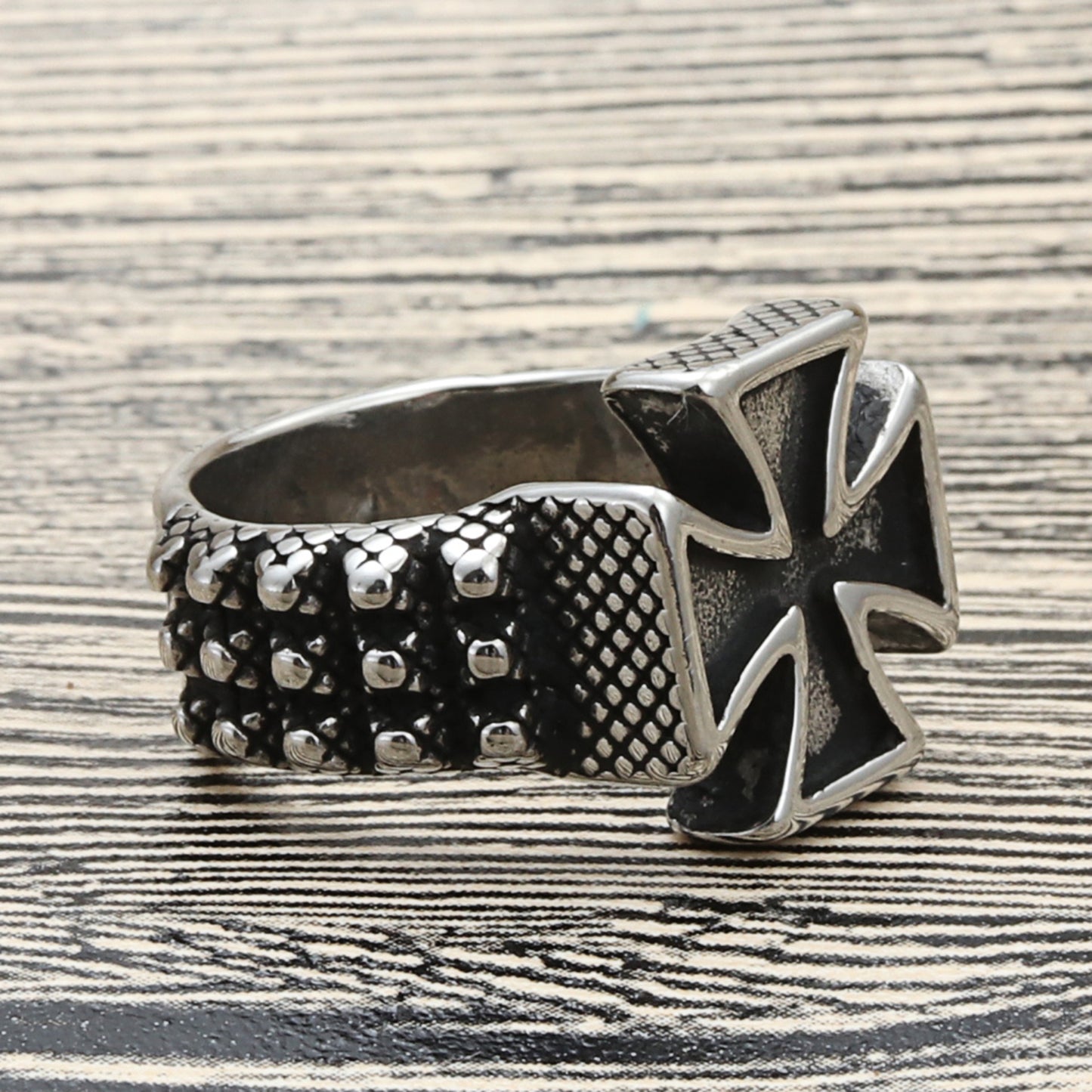 Titanium Steel Cross Retro Punk Ring