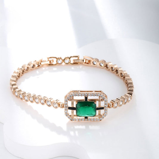 Light Luxury Fashion Cultured Emerald Square Zircon Bracelet