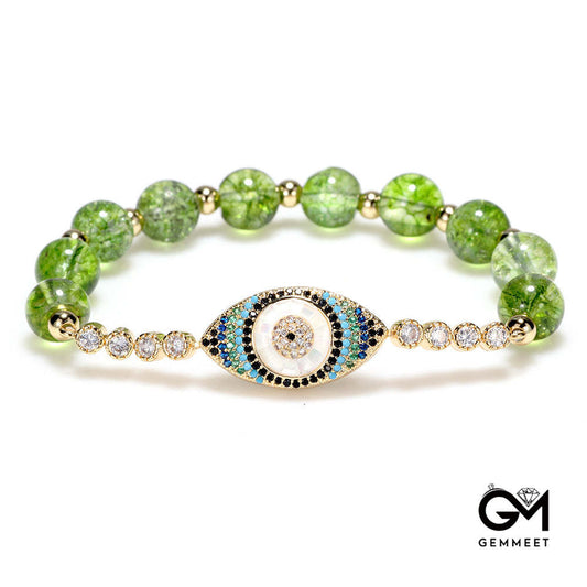 Peridot Evil Eye Symbol Healing Bracelet