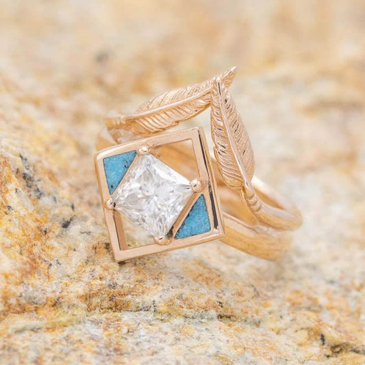 "Dakota" - Cushion Cut Moissanite Turquoise Ring