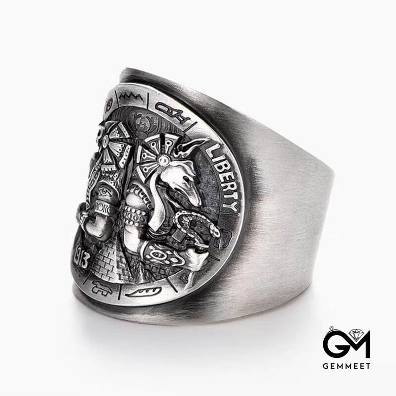 Men's Retro Horus Totem Adjustable Ring