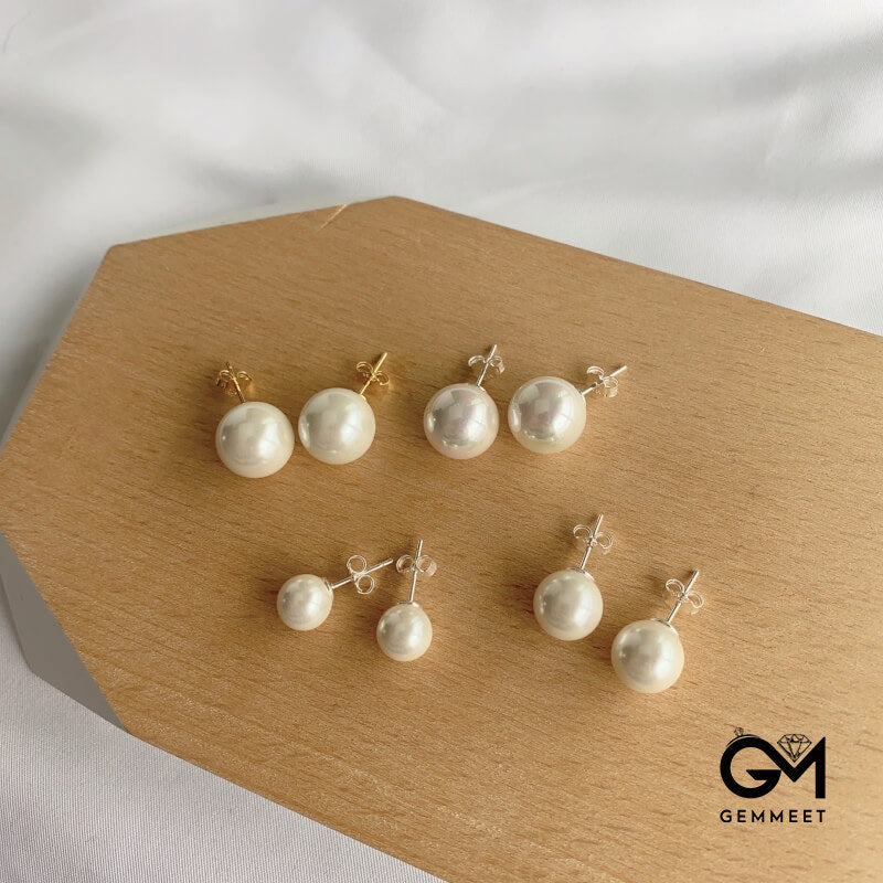 White Simple Design Exquisite 8MM Pearl Earrings