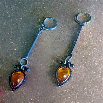 Tribe Water Drop Amber Stone Earrings