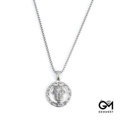 Stainless Steel Hollowed Out Hand of God Necklace