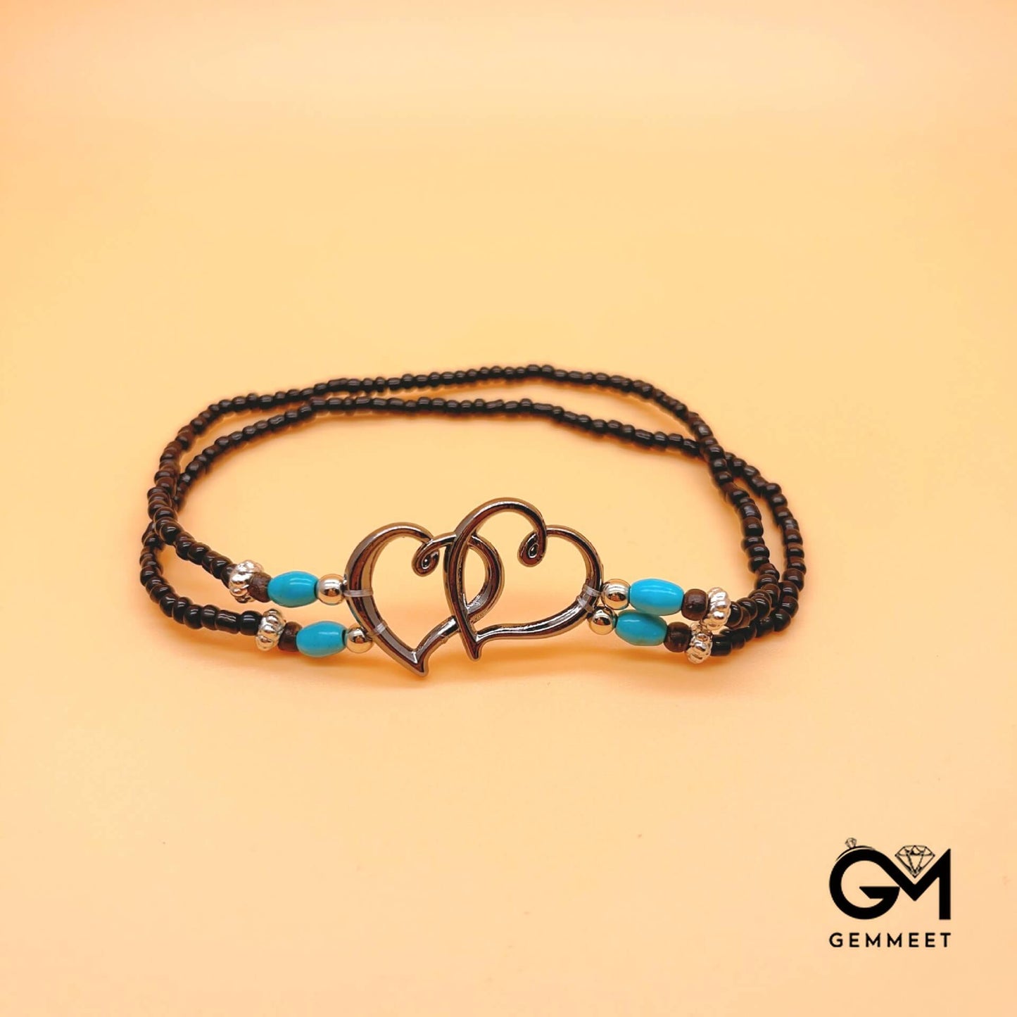 Bead Love Heart To Heart Turquoise Double Anklet