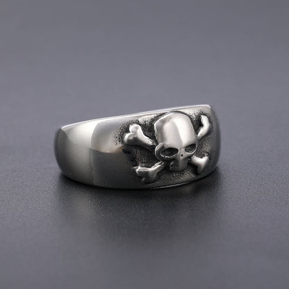 Personality Circle Titanium Steel Vintage Skull Ring for Men