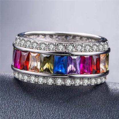 Chromatic Color Square Zircon Ring