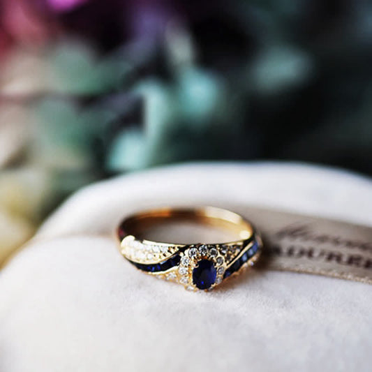 S925 & 18K Gold Noble Luxury Sapphire Ring