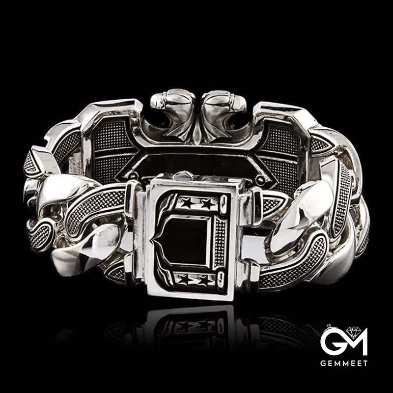 Men's Armed Forces Skull Interlock Bracelet